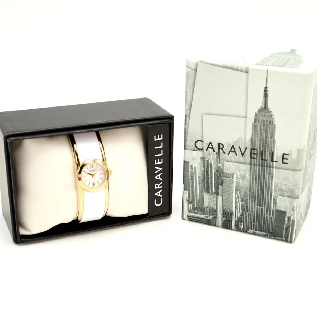 Caravelle York White Gold Tone 20mm Petite Watch Cuff Working