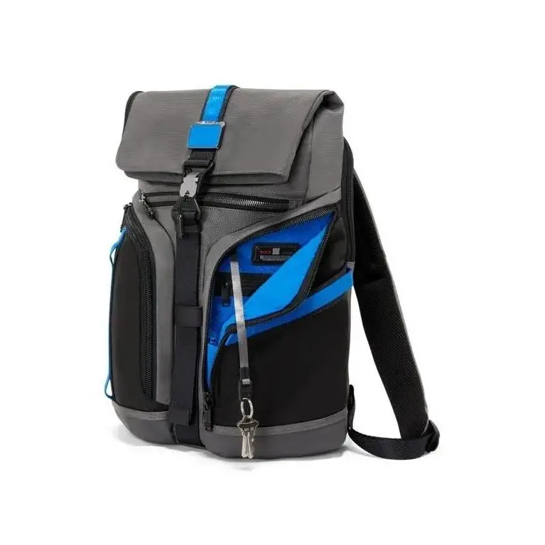Tumi Alpha Bravo Logistics Flap Backpack Gray Blue Ballistic Nylon Travel