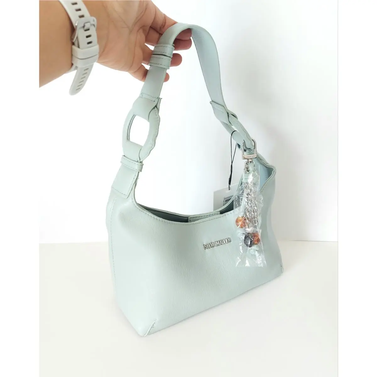 Steve Madden Bmayys Shoulder Bag Soft Mint Green Hobo Purse Silver Hardware