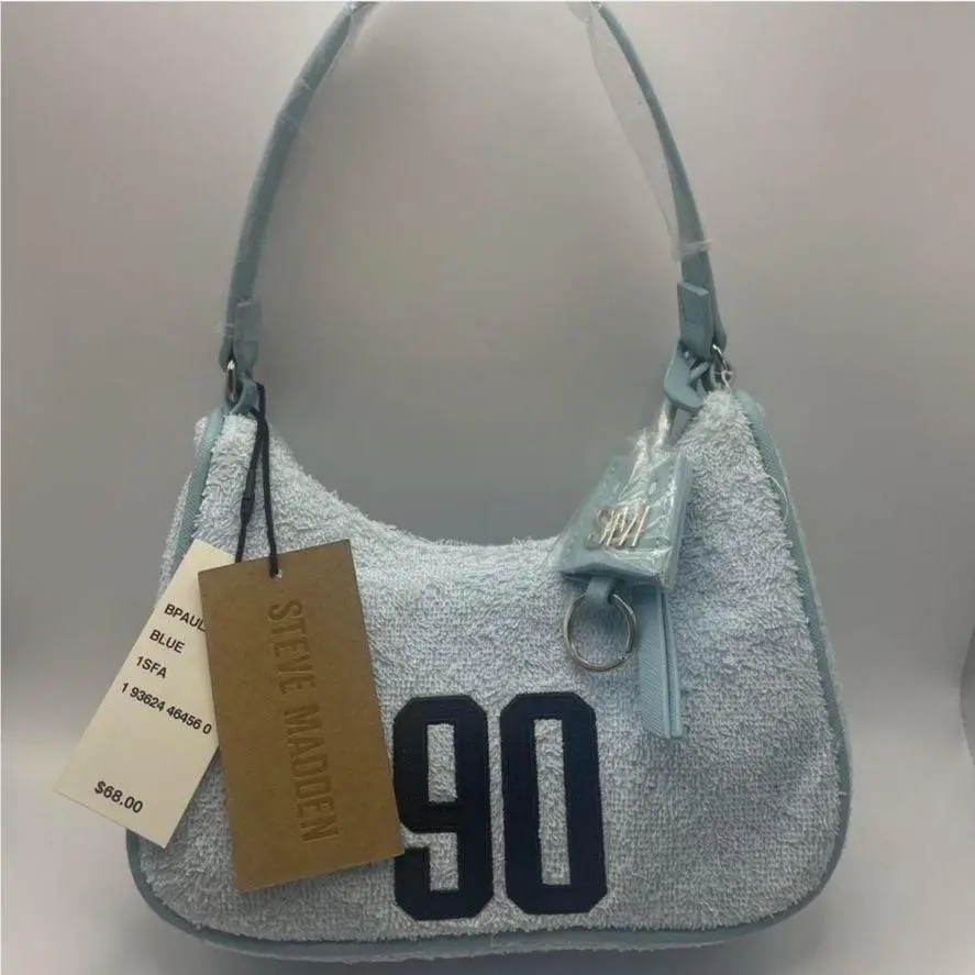 Steve Madden Bpaula-t Light Blue Terry Cloth Shoulder Bag