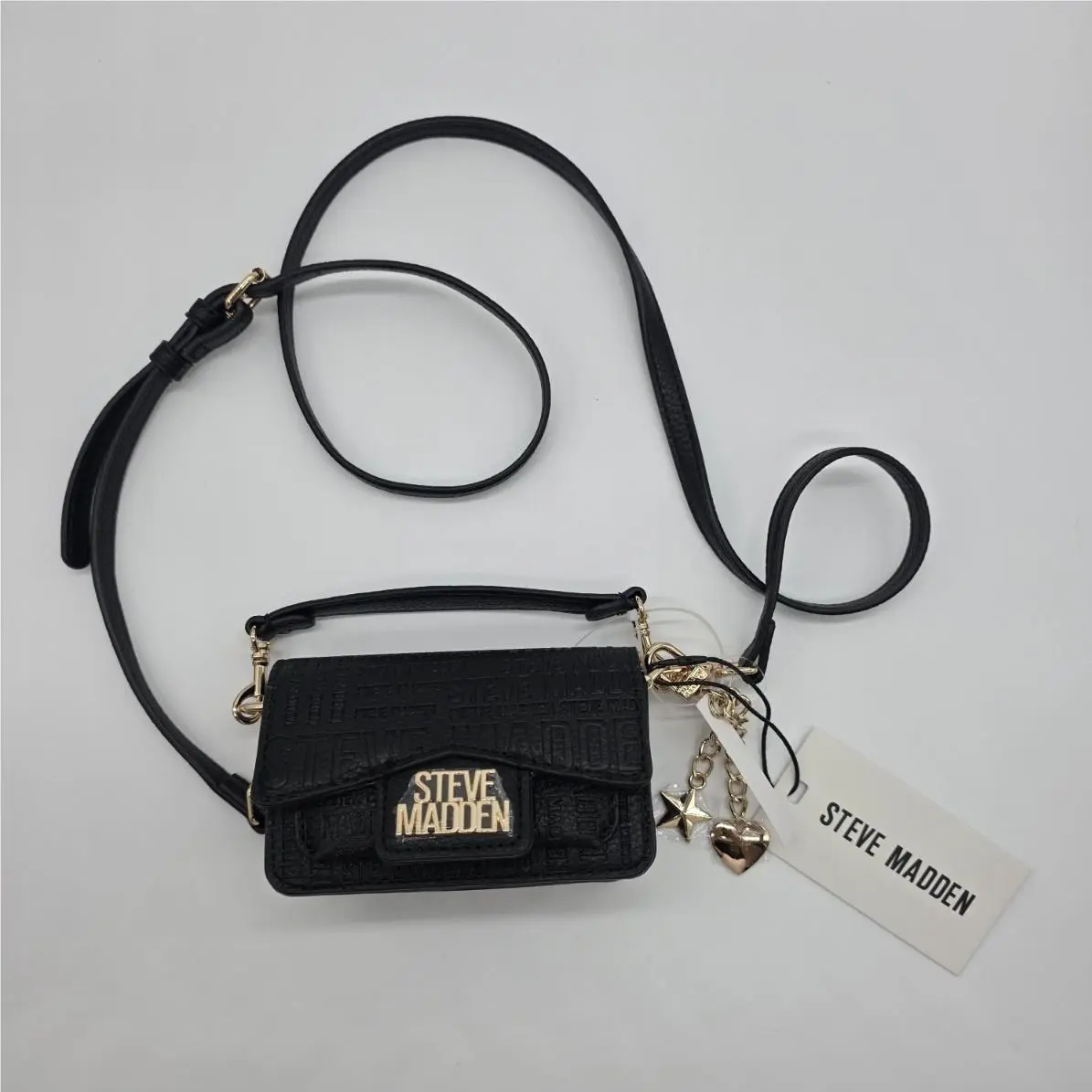 Steve Madden Black Logo Crossbody Mini Bag