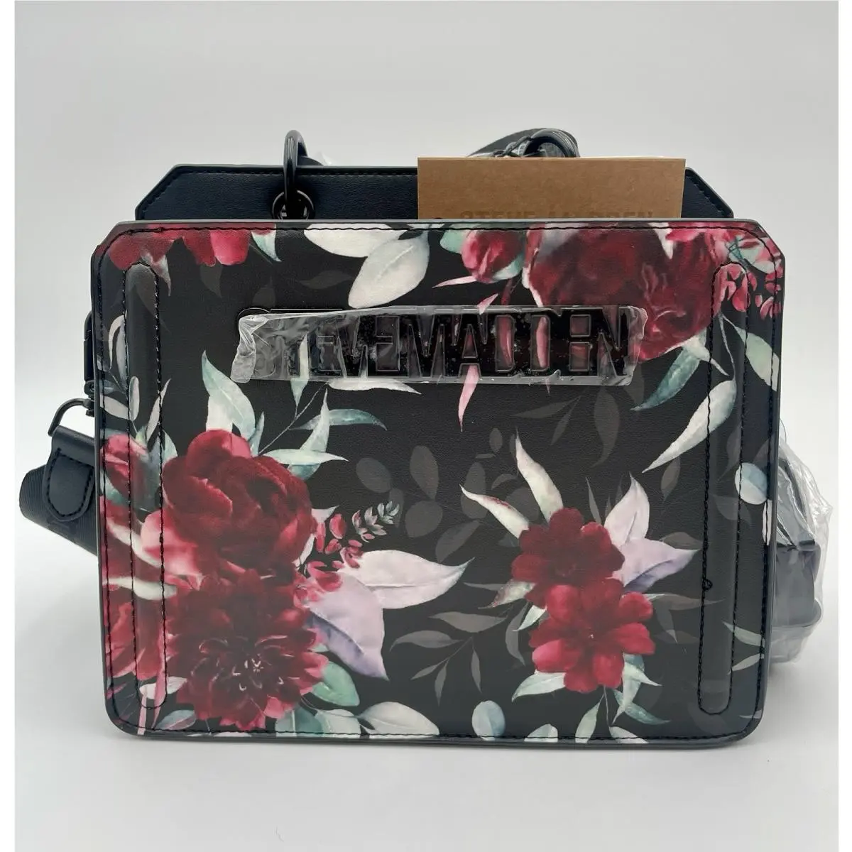 Steve Madden 2025 Spring Print Black Floral Bevelyn Purse Satchel Bag