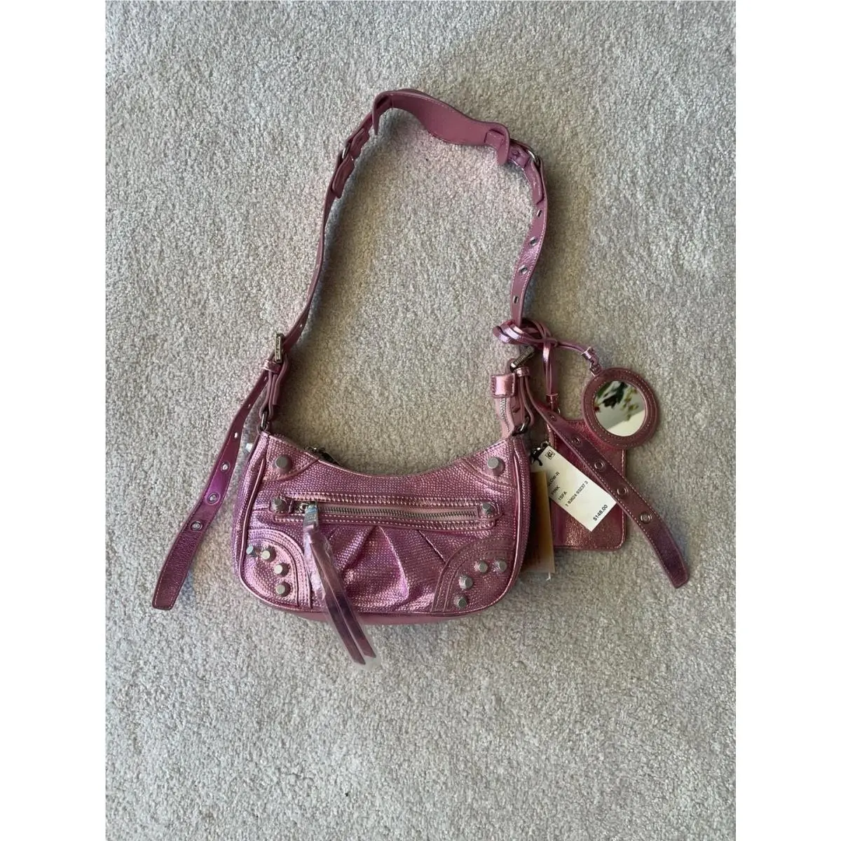 Steve Madden Bglow-r Rhinestone Embellished Pink Shoulder Bag