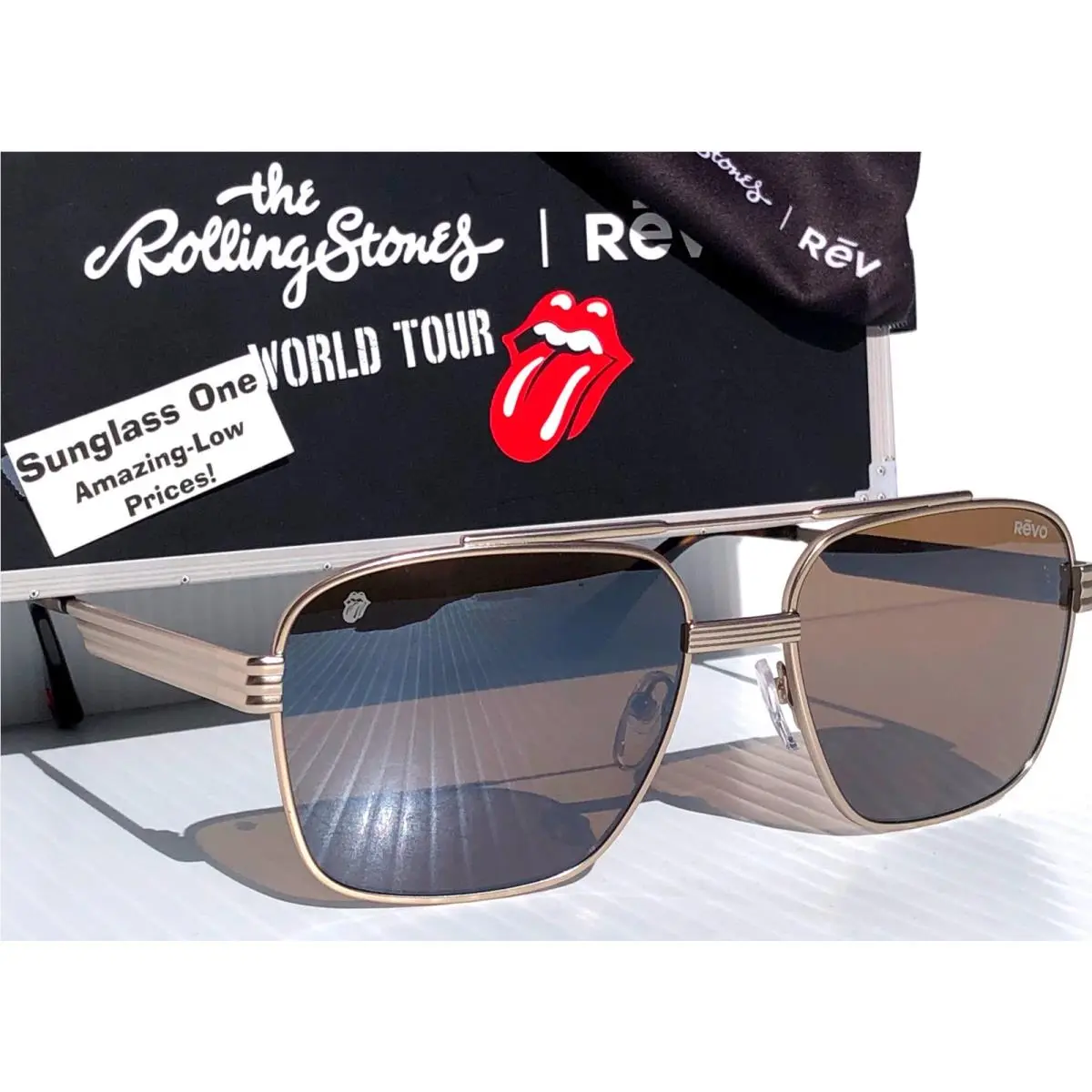 Revo Rolling Stones Midnight Rambler Gold Polarized Terra Sunglass 7123 04 BR