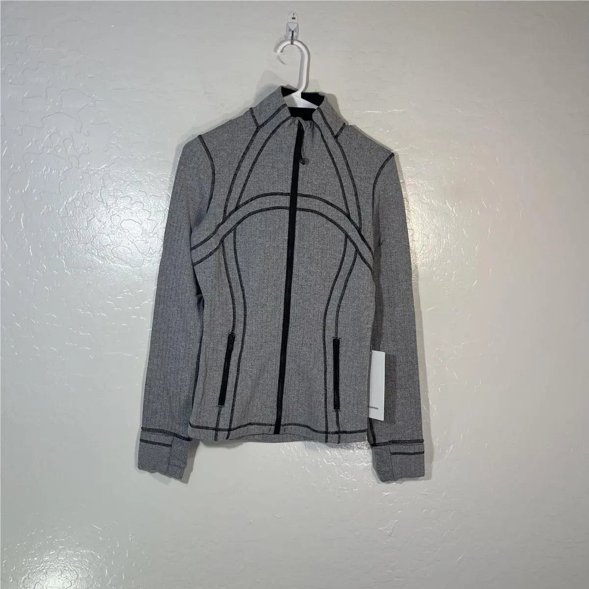 Lululemon Define Jacket Womens 6 Gray Herringbone Full Zip Slim Fit Yoga Running
