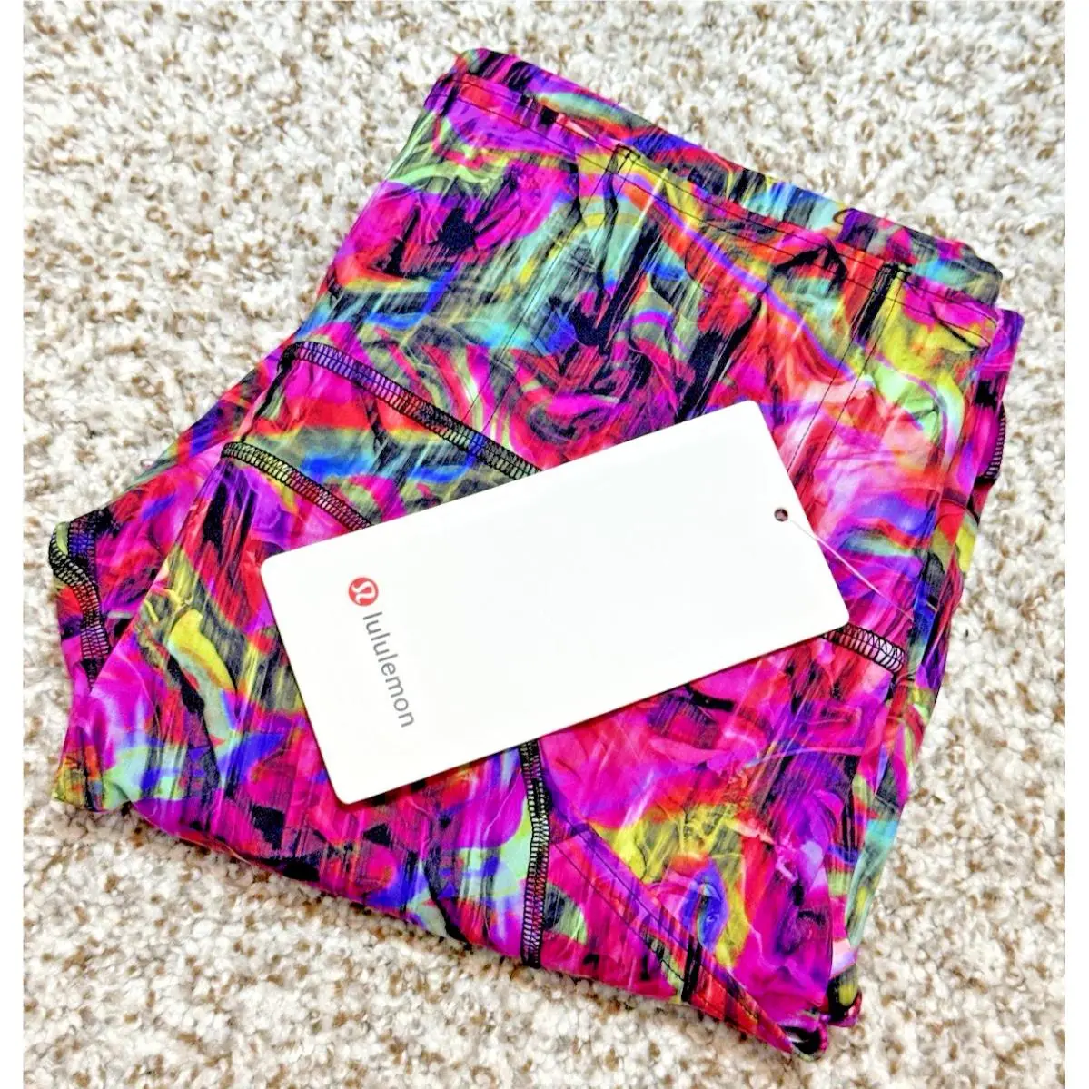 Lululemon Free Fast HR Crop 23 Size 4 Hyper Flow Pink Multi Nulux Pockets