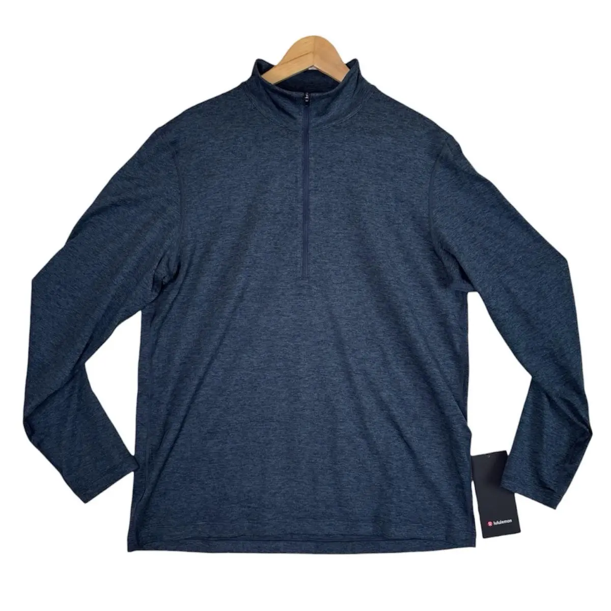 Lululemon Soft Jersey Half Zip Long Sleeve Pullover Heathered Navy Men`s Large
