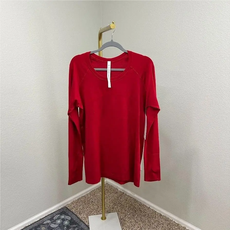Lululemon Swiftly Tech Long Sleeve 2.0 Crew Shirt Dark Red Womens Plus Sz 16