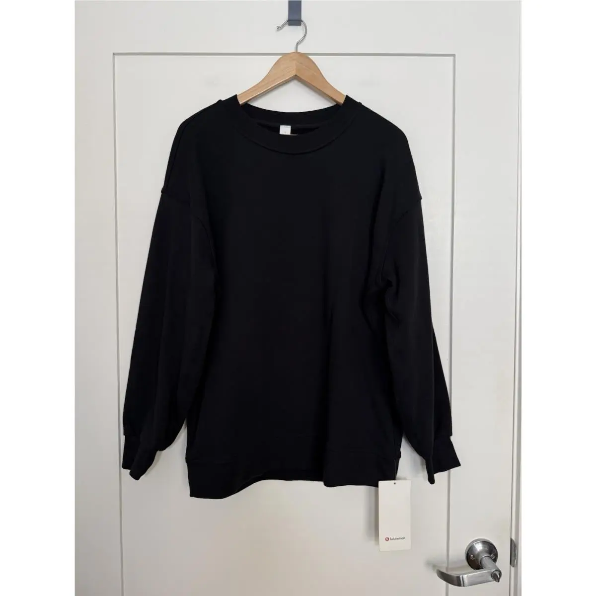 Lululemon Perfect Oversized Crew Sweatshirt Womens Sz 6 Black French Terry Comfy