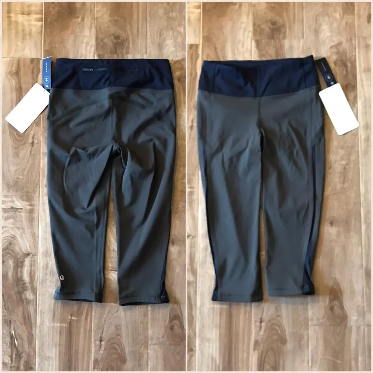 Lululemon Smooth Stride Crop 17 Dark Olive Black Size 4 Mesh Insert