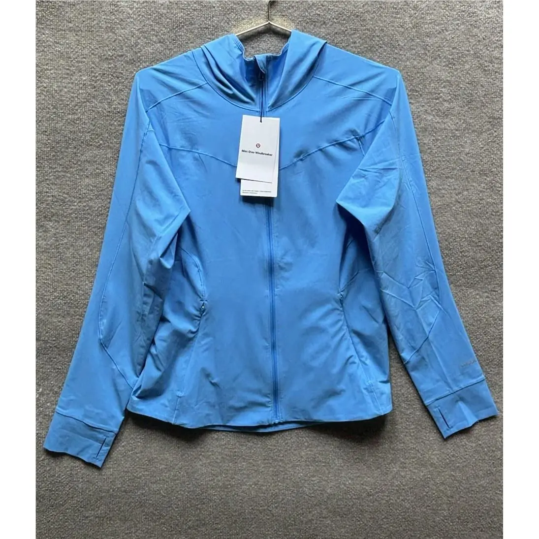 Lululemon Mist Over Windbreaker Womens 12 Blue Hooded Upf Full Zip