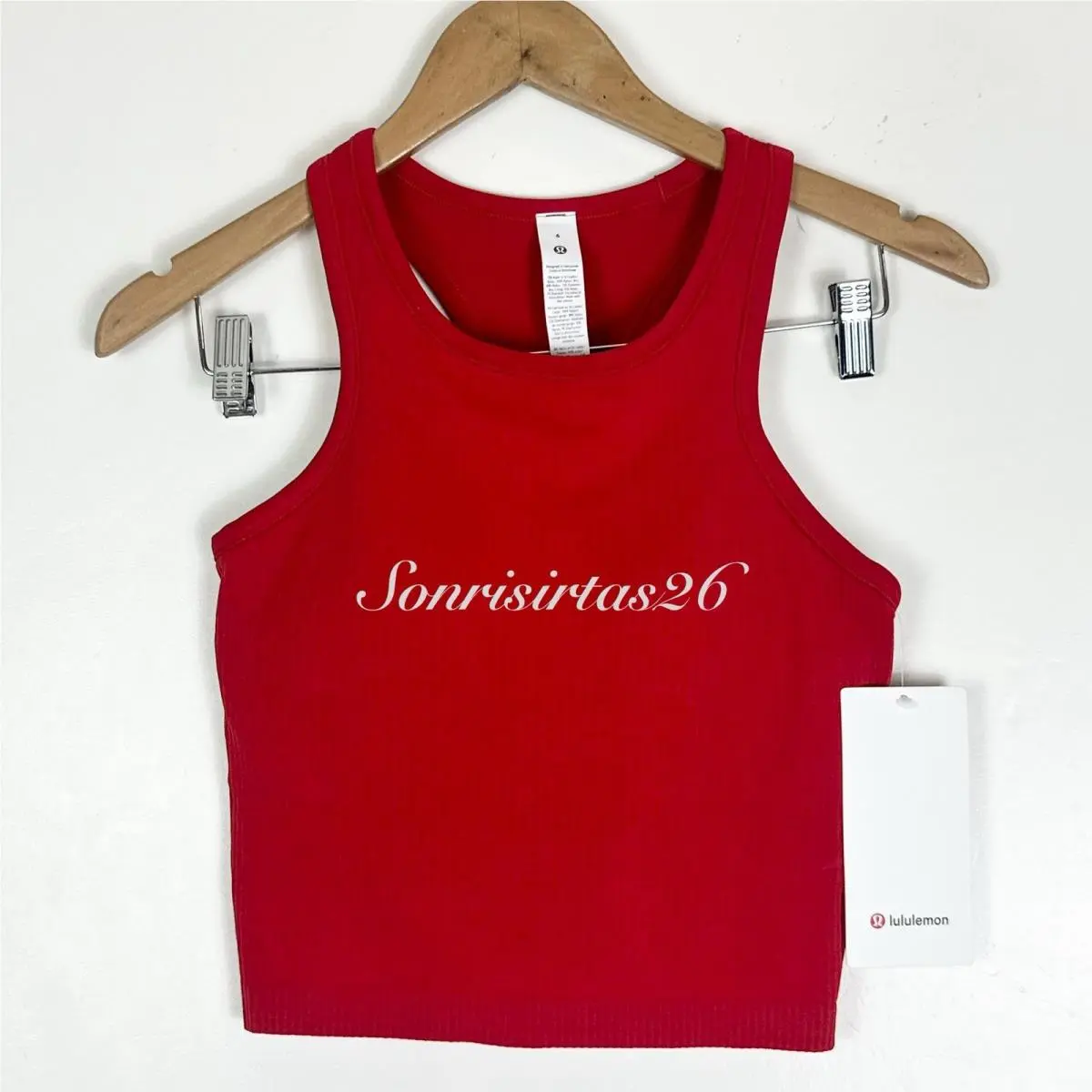 Lululemon Ebb To Street Racerback Crop Tank Oxford Red Size 6 Yoga