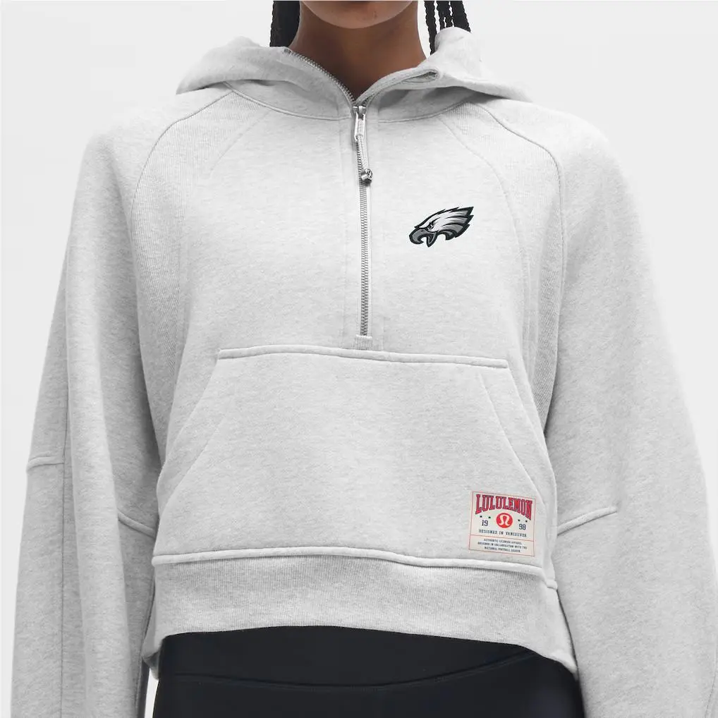 Women`s M/l Philadelphia Eagles Lululemon Grey Scuba Oversized Half-zip Hoodie