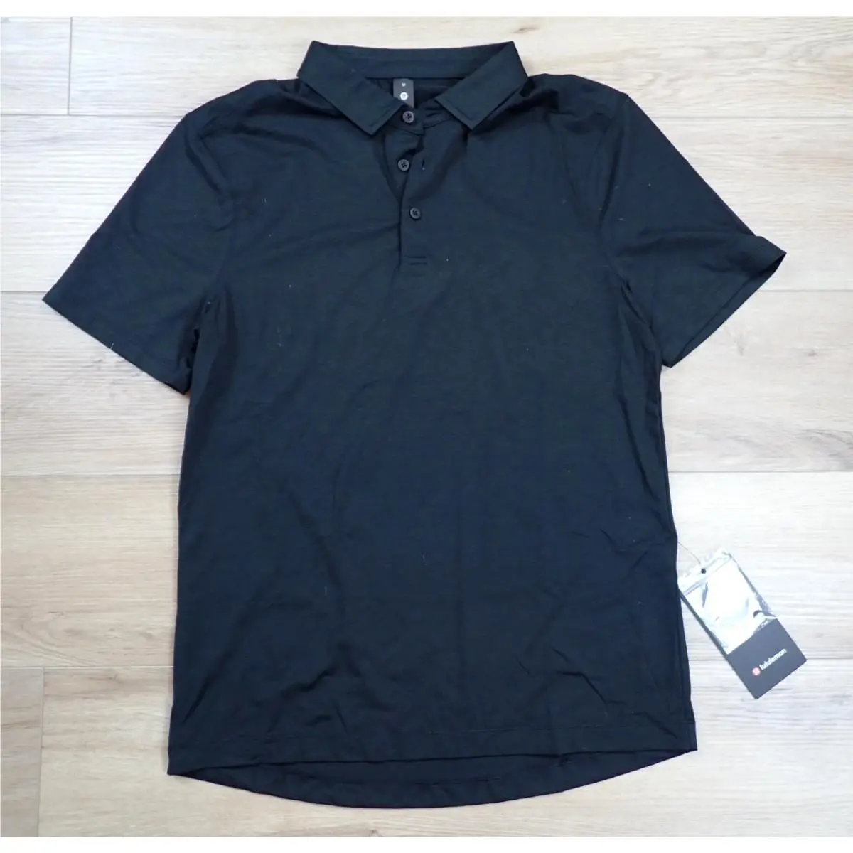 Lululemon Mens Evolution Short Sleeve Polo Medium Black Slim Fit Golf