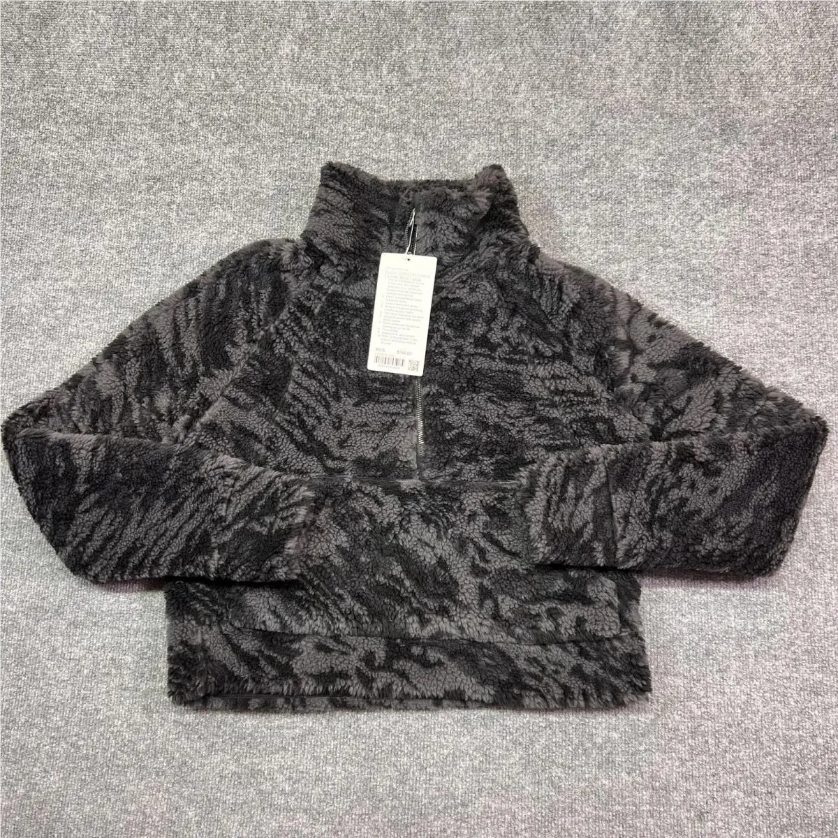 Lululemon Scuba Oversized Fleece Jacket Womens Xs/s Gray Funnel Neck Jacquard