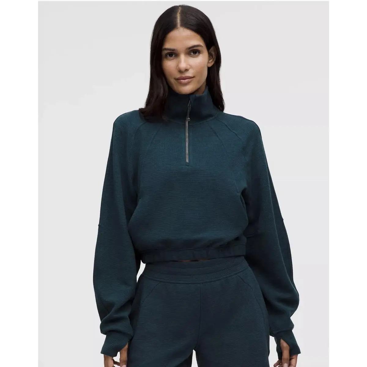 Lululemon Scuba Cropped Funnel-neck Half Zip Waffle Size XL