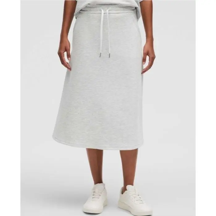 Lululemon Modal-blend High-rise A-line Midi Skirt Heathered Light Grey Size L