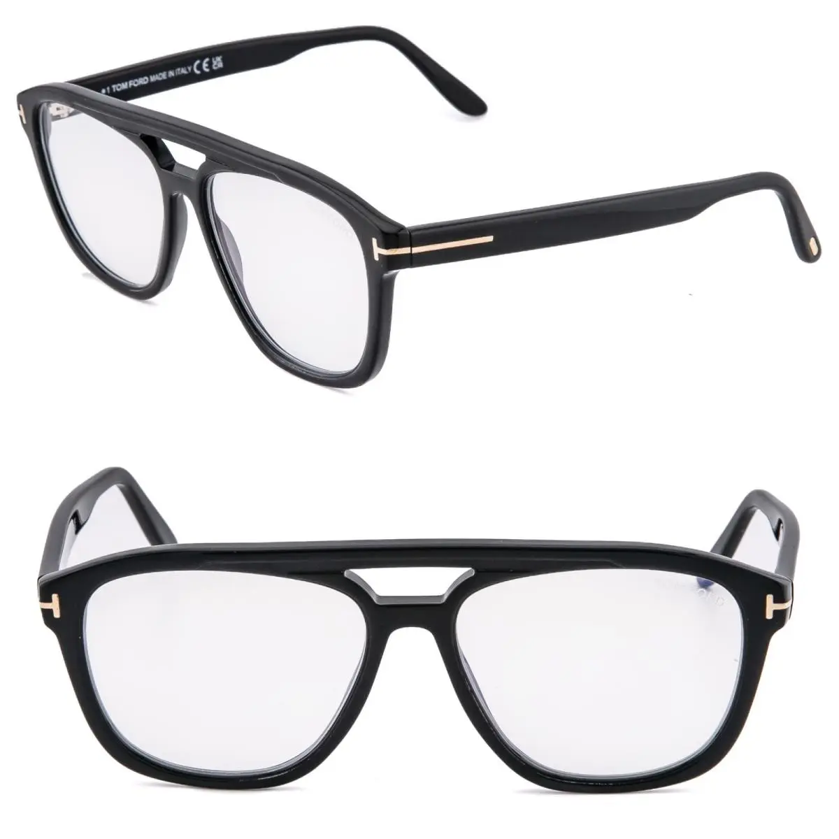 Tom Ford TF6024B 001 Black Blue Block Optical Style Pilot Eyeglasses 6024 FT6024