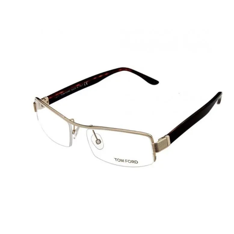 Tom Ford Unisex Eyeglasses FT5093/V 772 Half Rim Gold Dark Brown