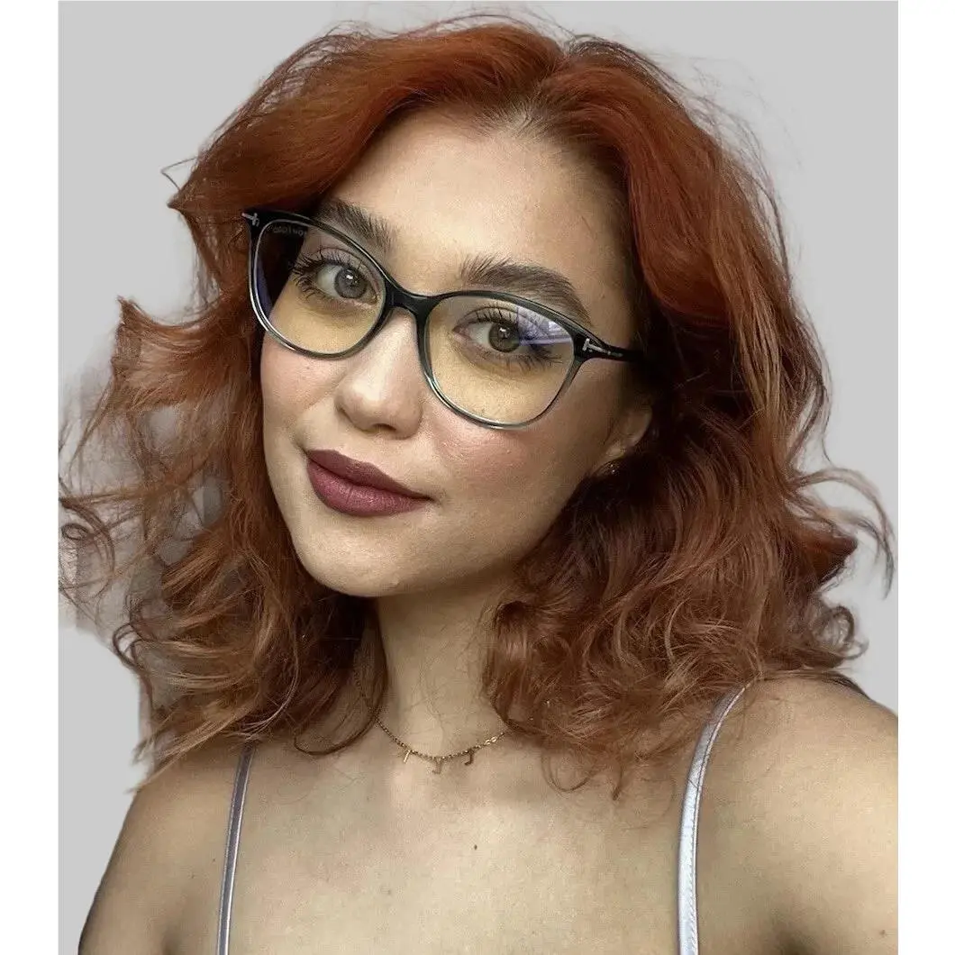 Blue Light Blocking Tom Ford 54mm Green Oversized Cat Eye Women`s Eyeglasses Iii