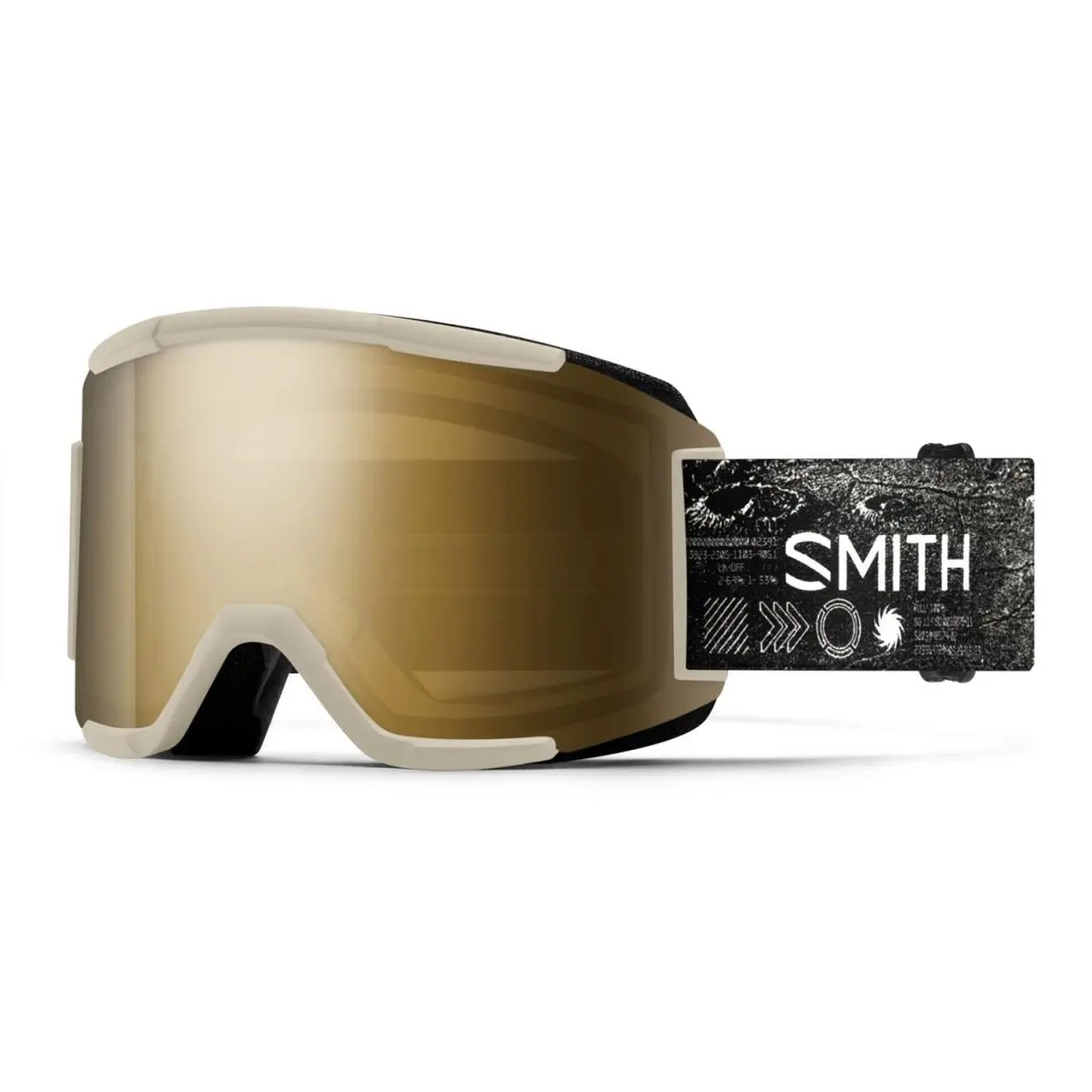Smith Squad Snow Goggles Chalk Space Invader Sun Black Gold Mirror Lens + Bonus