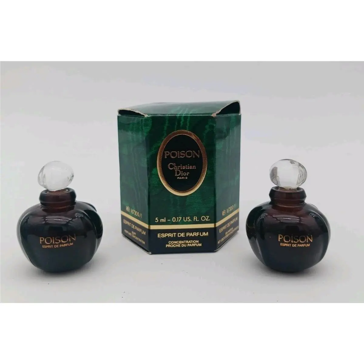 Christian Dior Poison Esprit de Parfum Two 2 Mini Sample 5ml Bottles Vintage