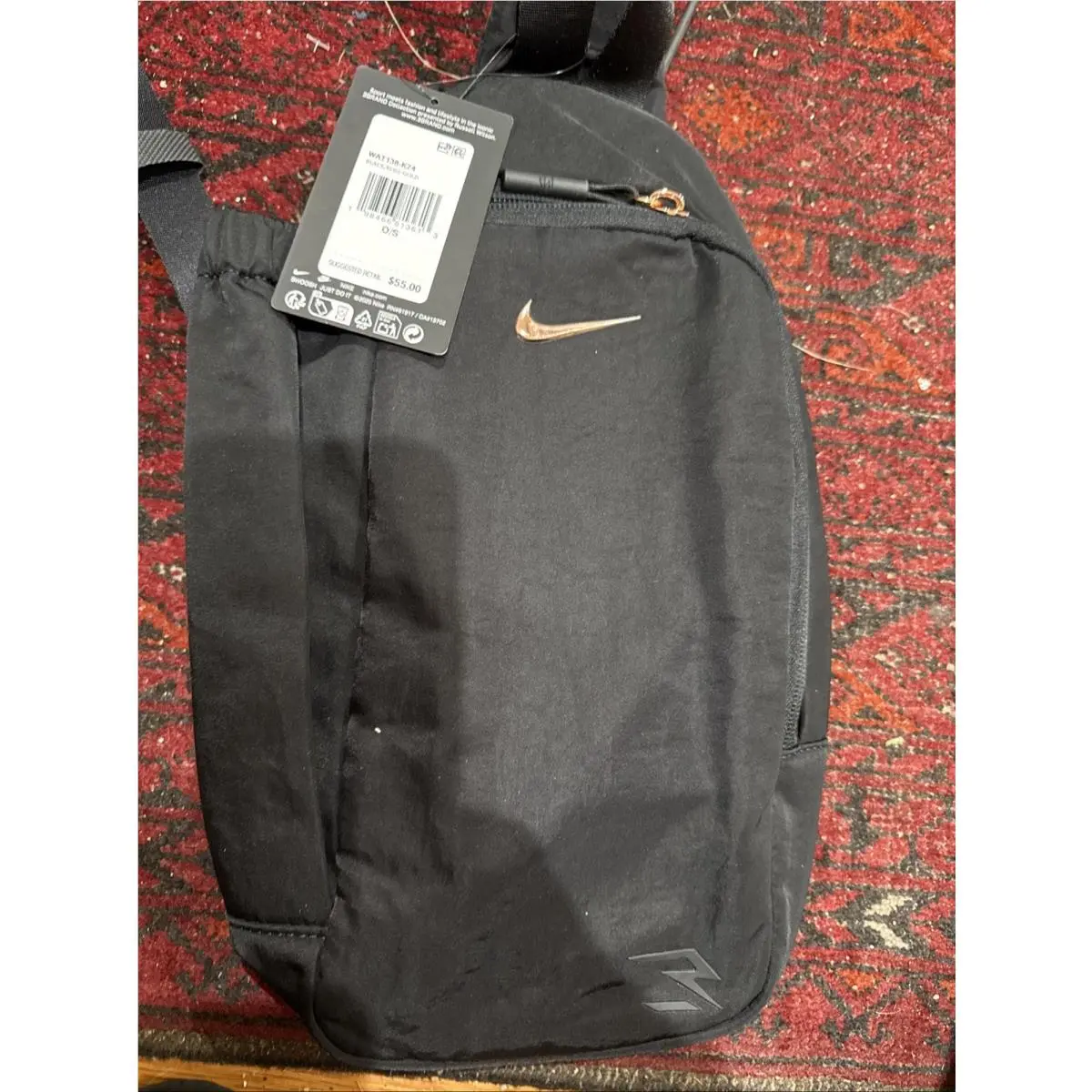 WT Women`s Men` Black Nike Crossbody Fanny Pack Front Pocket Bottle Pocket