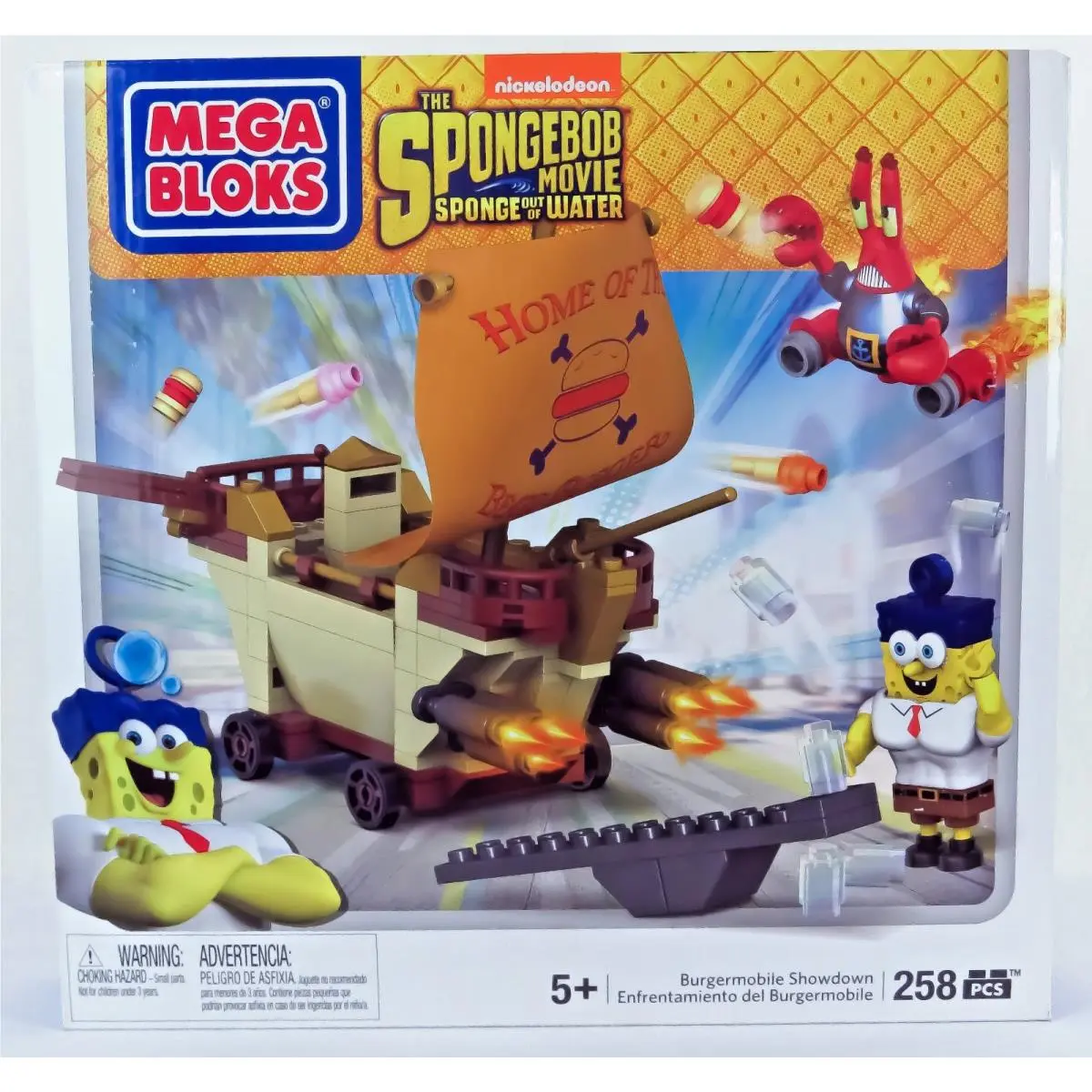 Mega Bloks 94652 Spongebob Burgermobile Showdown 258 Pieces 2 Minifigures Bnisb