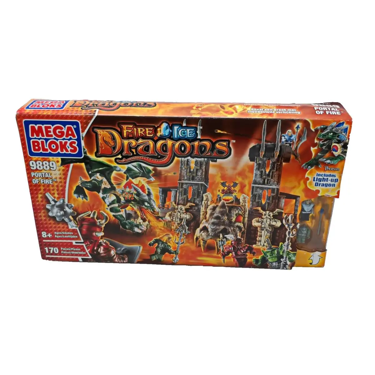 Mega Bloks 9889 Fire Ice Dragons Portal Offire Light Up Dragon Art