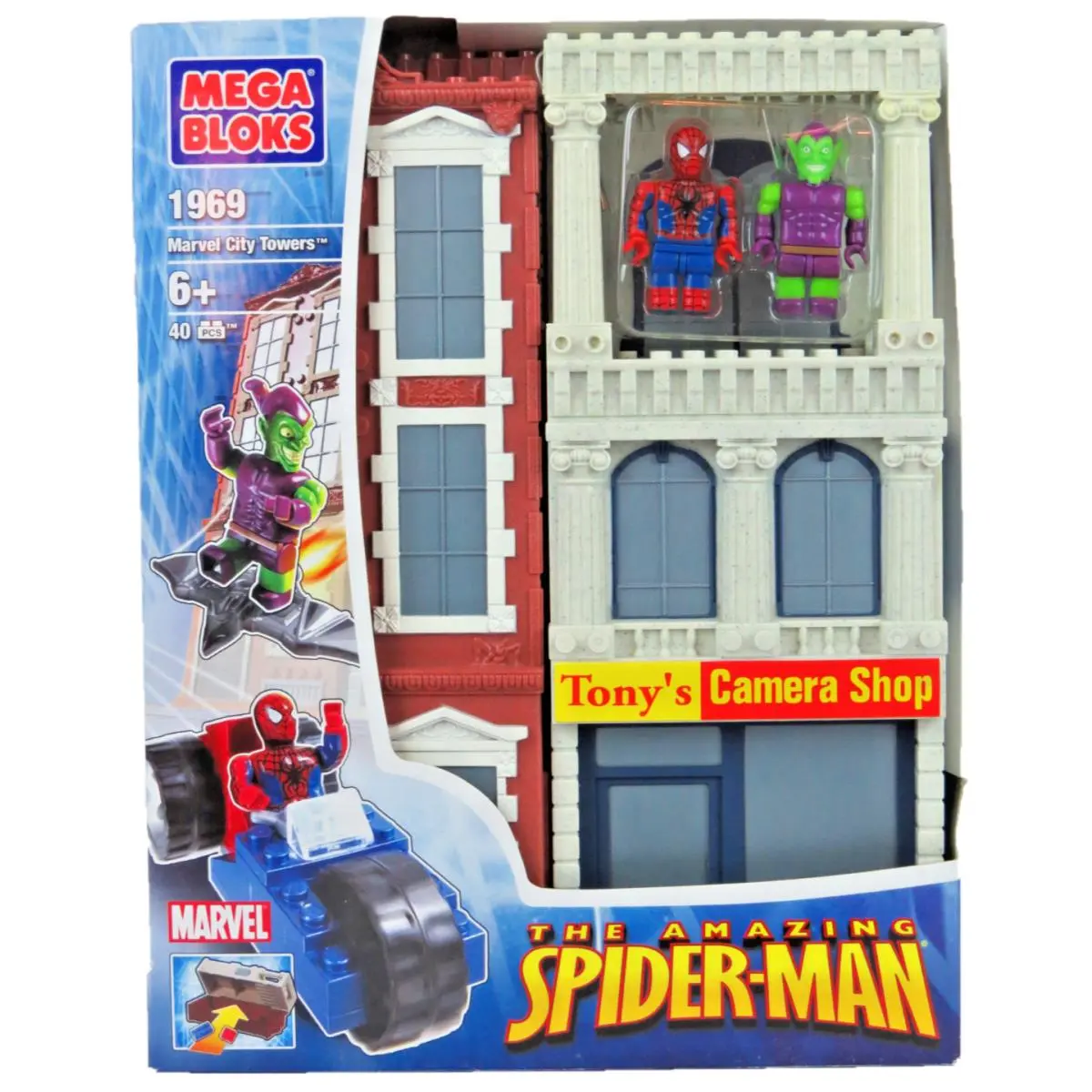 Mega Bloks 1969 Marvel City Towers Amazing Spider-man 40 Pcs 2 Figures Bnisb