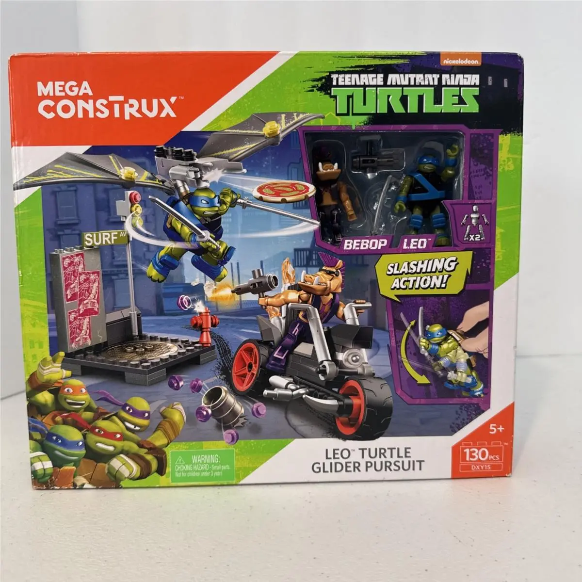 Teenage Mutant Ninja Turtles Bebop Leo Turtle Glider Pursuit Mega Construx