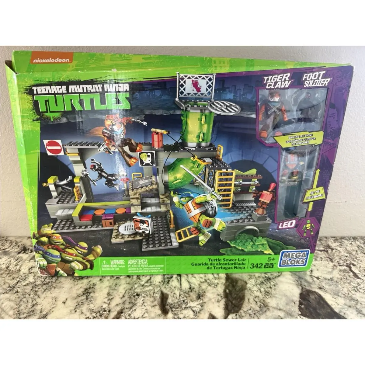 Tmnt Mega Bloks Turtle Sewer Lair 342pcs Tiger Claw Foot Soldier Leo Nickelodeon