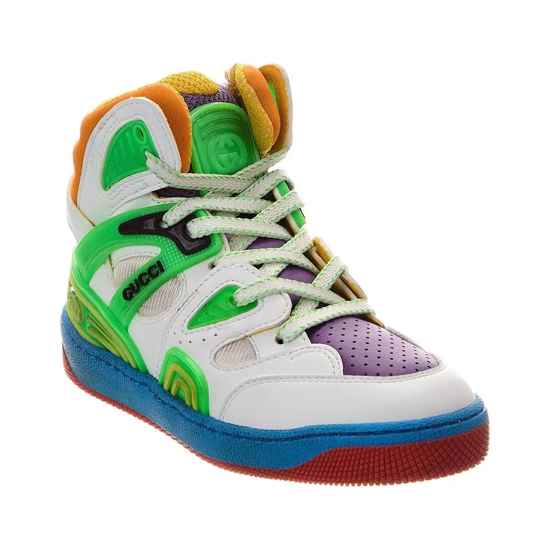 Basket Leather Mesh Sneaker by Gucci