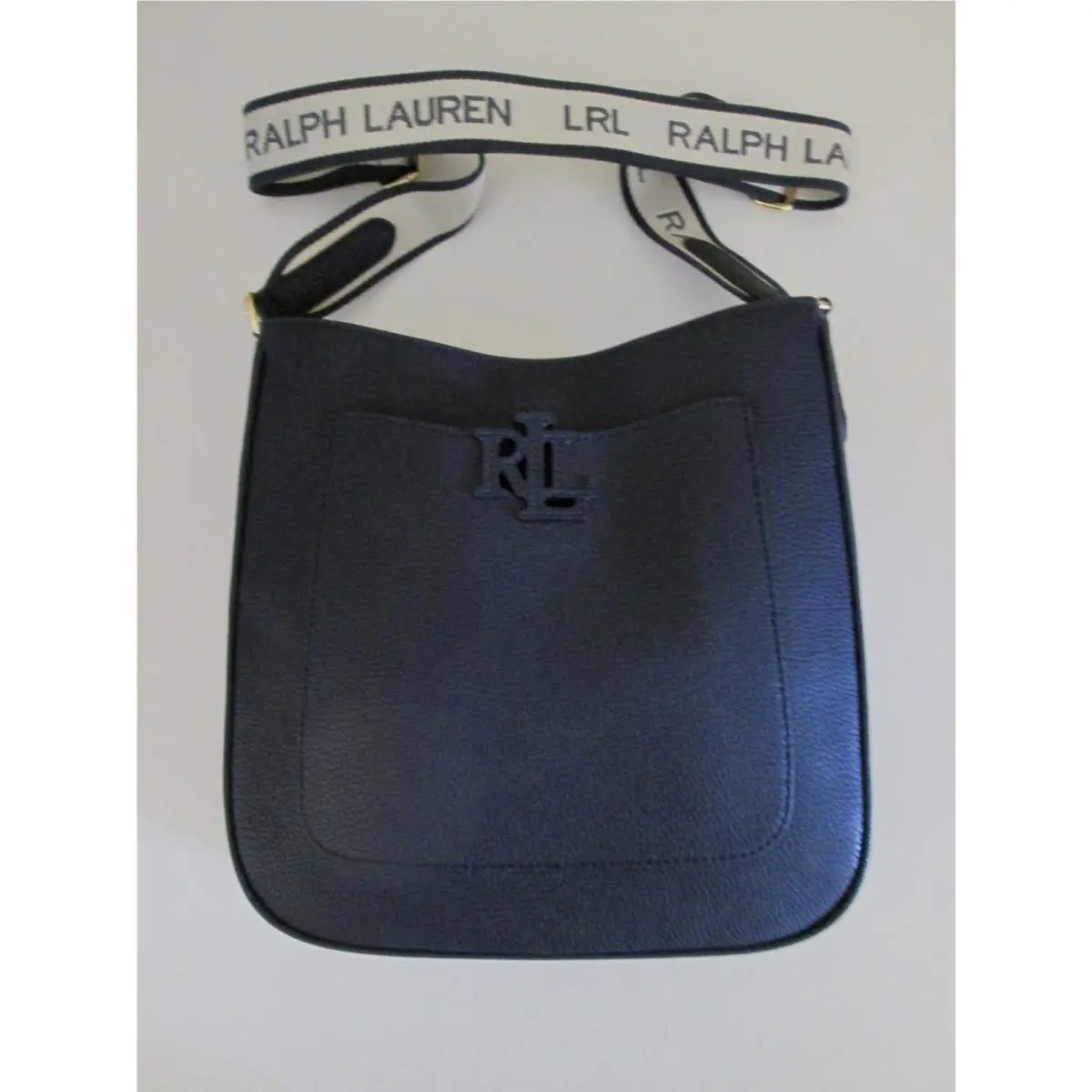 Lauren Ralph Lauren Lauren Cameryn Navy Blue Pebbled Leather Cross-body Bag
