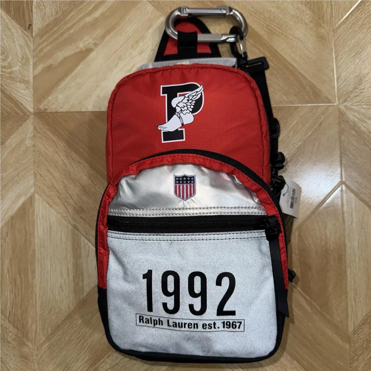 Polo Ralph Lauren 1992 Stadium P-wing Reflective Crossbody Backpack Bum Bag Rare