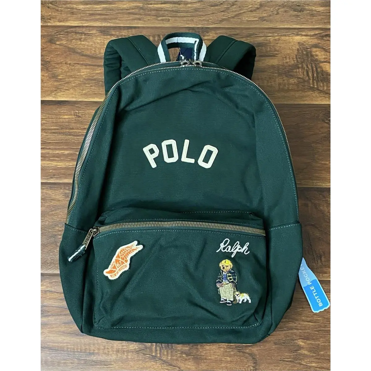 Polo Ralph Lauren School Gym Travel Green Backpack Polo Bear Bulldog