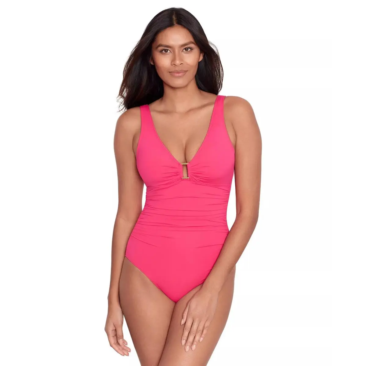 Ring Over The Shoulder One Piece Swimsuit Size 6 Pink 303934 by Ralph Lauren