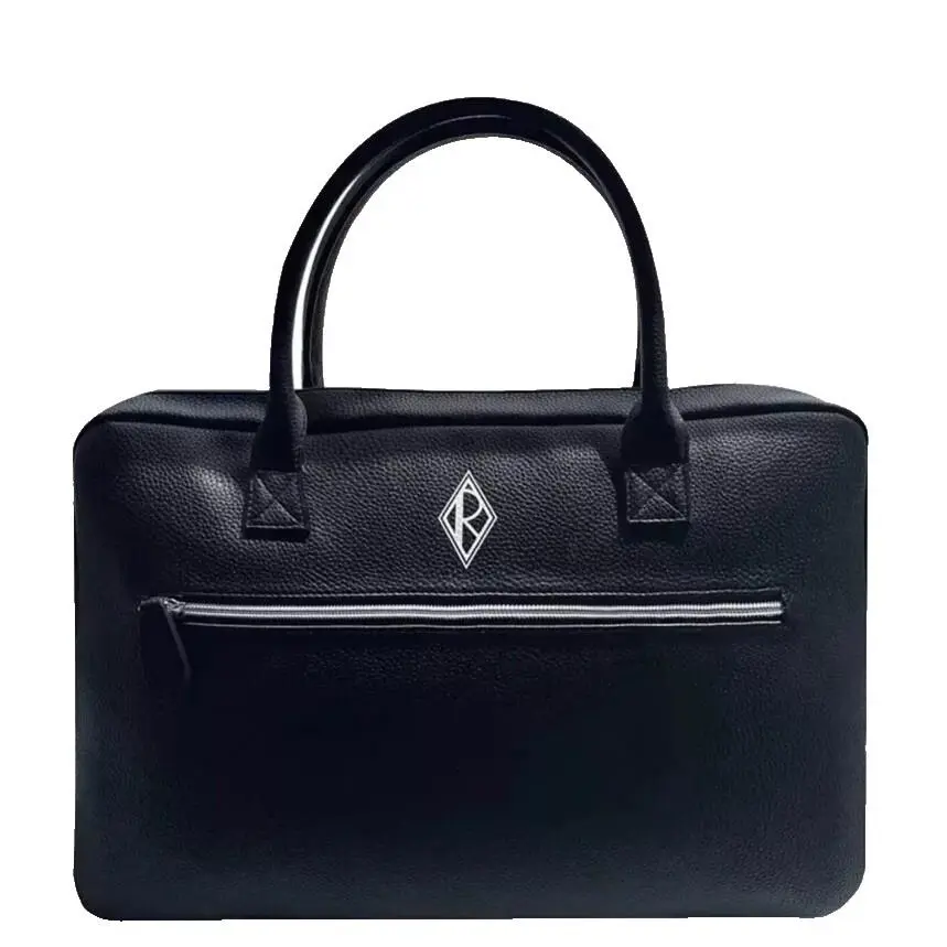Ralph Lauren Black Briefcase Messenger Bag Laptop Case Pebbled Leather