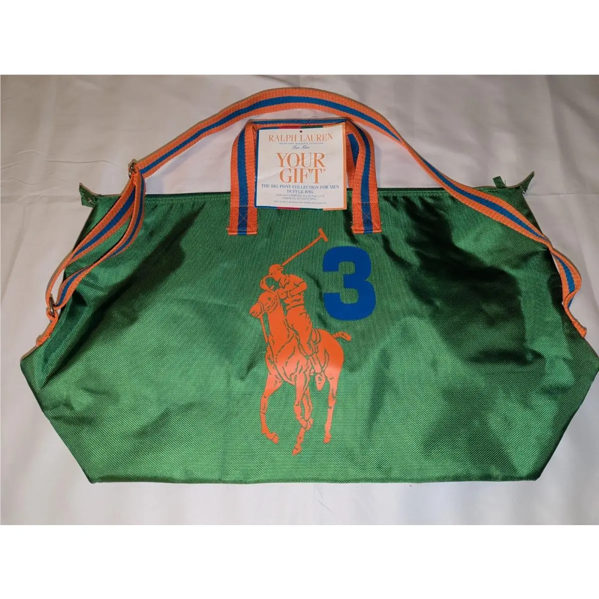 Vtg Polo Ralph Lauren Big Pony Duffle Bag Green Orange Blue Weekender Gym 3