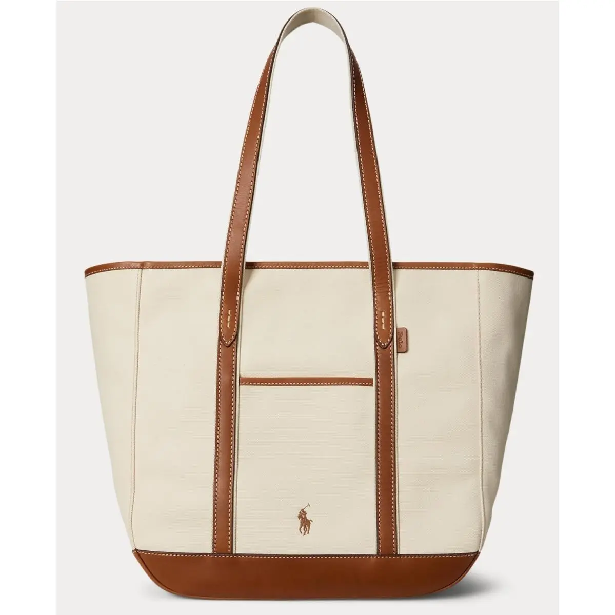 Polo  Women`s Leather-trim Canvas Shopper Tote by Ralph Lauren
