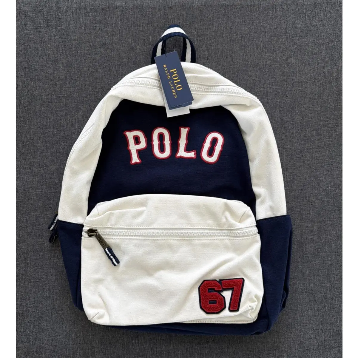 Polo Ralph Lauren Canvas Navy White Backpack Laptop Sleeve Adults /kids