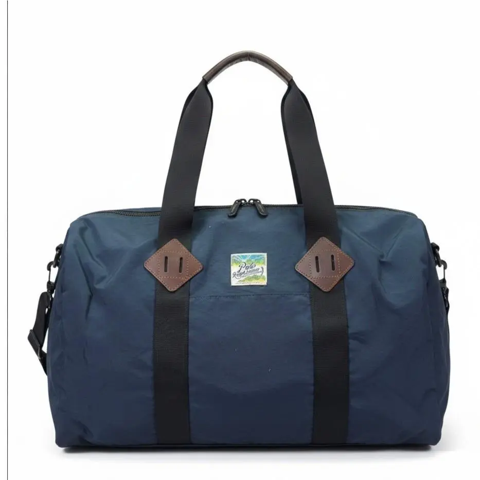 Polo Ralph Lauren Navy Blue Nylon Quilted Duffel Bag Weekender Travel Rare
