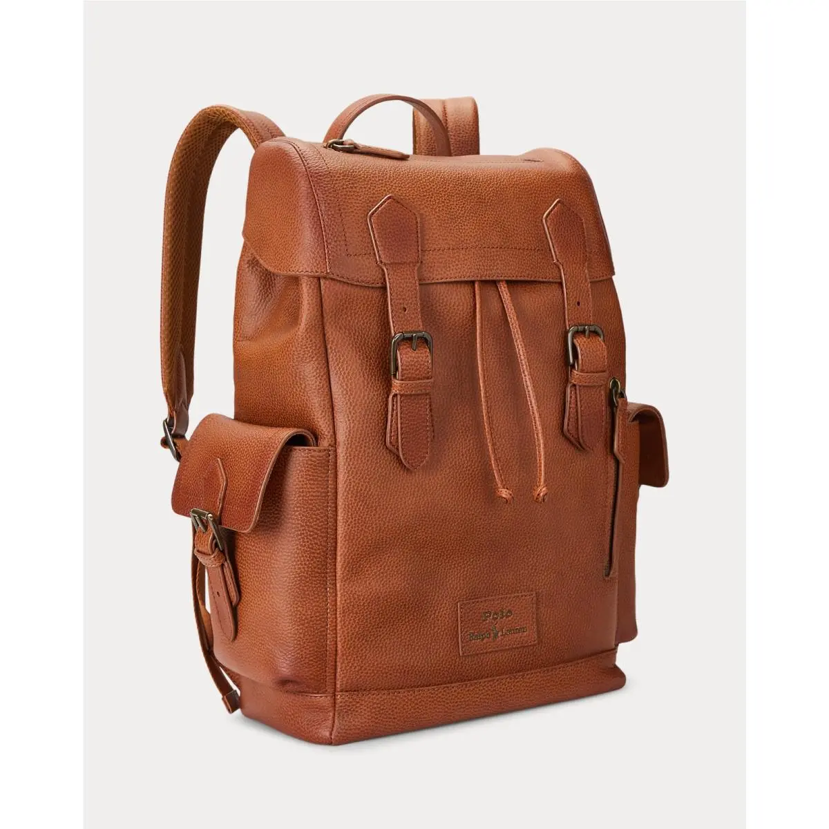 Polo Ralph Lauren Pebbled Leather Backpack Brown Rare