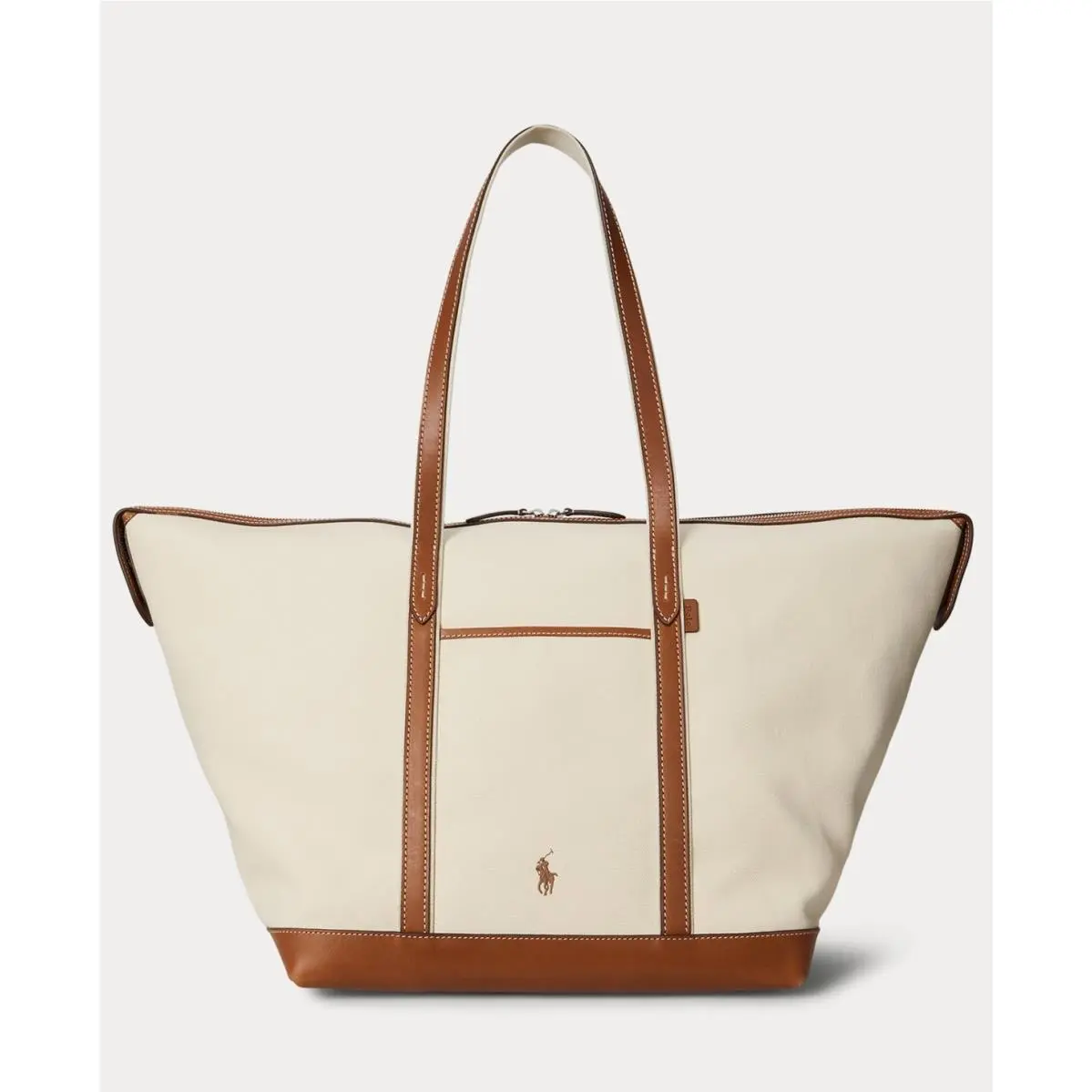 Polo  Women`s Leather-trim Canvas Large Shopper Tote by Ralph Lauren