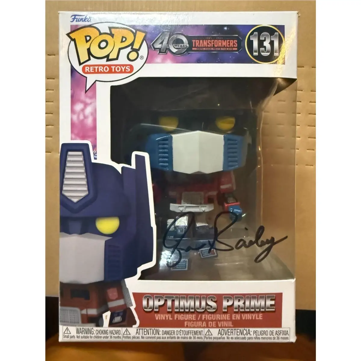 Funko Pop Retro Toys Optimus Prime 131 Transformers 40 Years Signed John Bailey