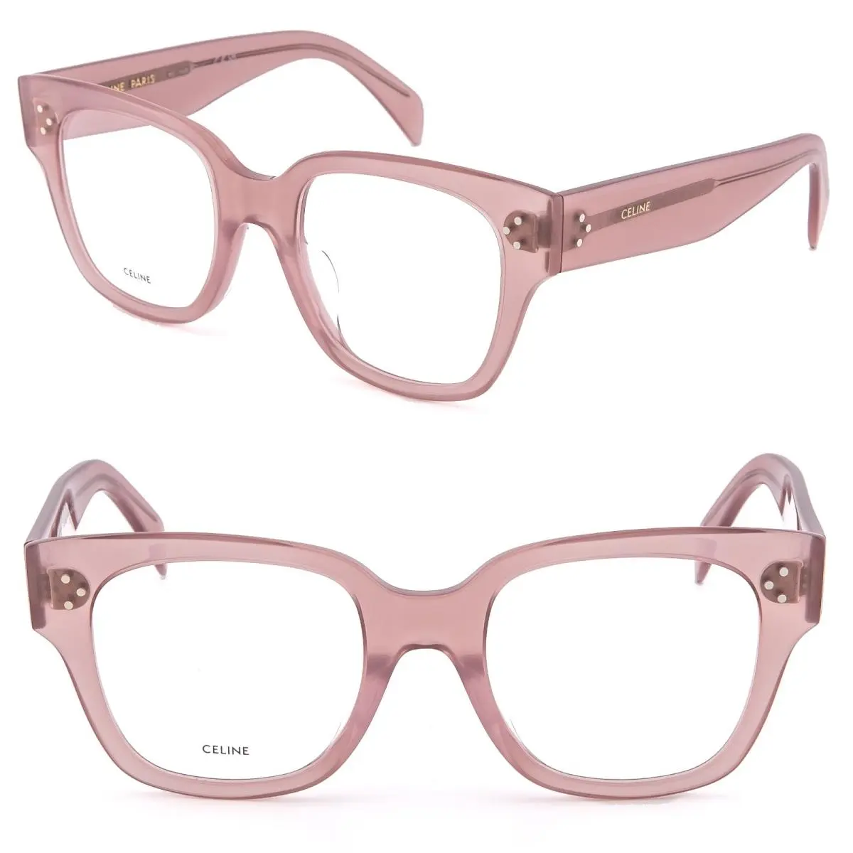 Celine 50110 Bold 3 Dots Pink Optical Fashion Eyeglasses CL50110U 045 52mm