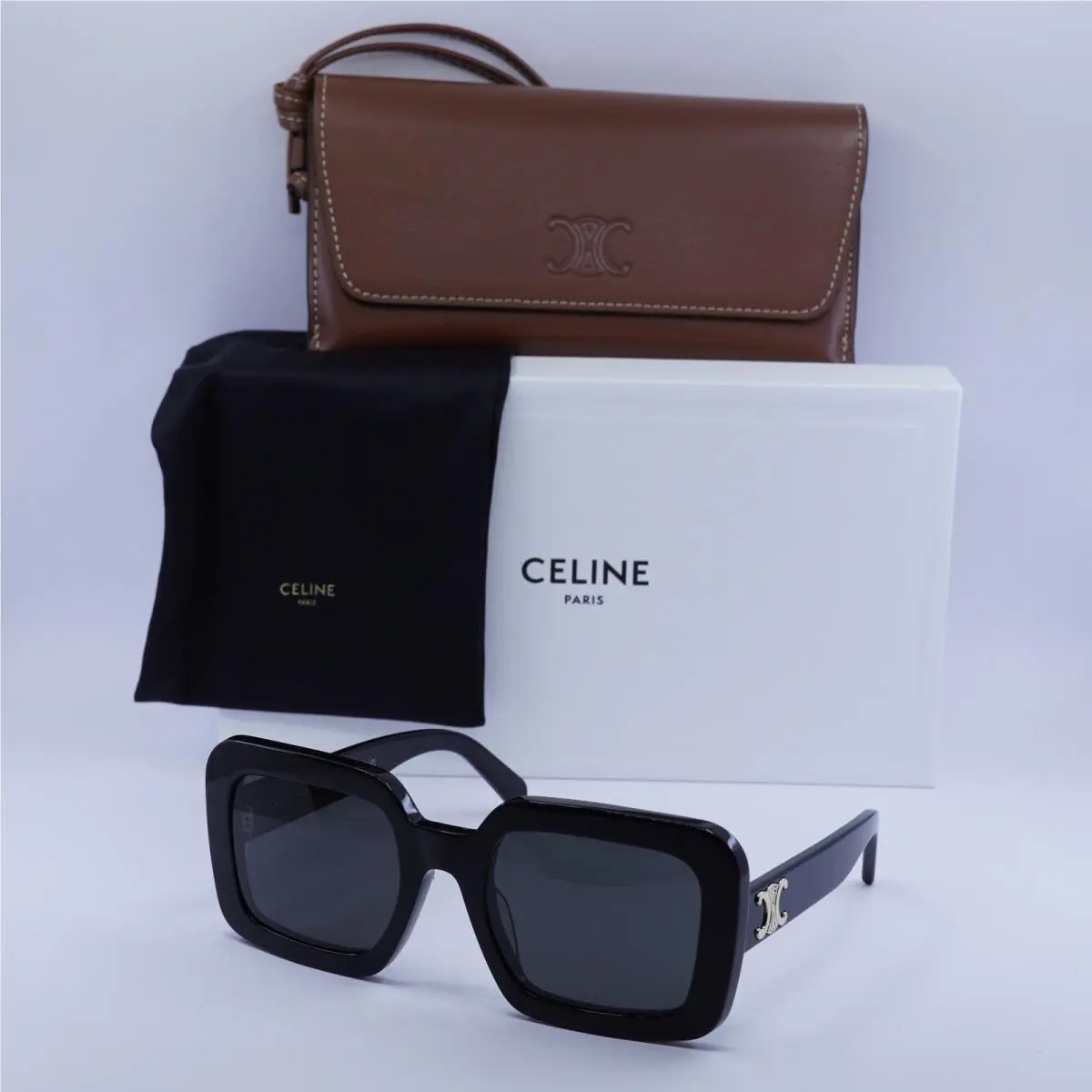 CL40304U 01A Shiny Black/grey 56-23-140 Sunglasses by Celine