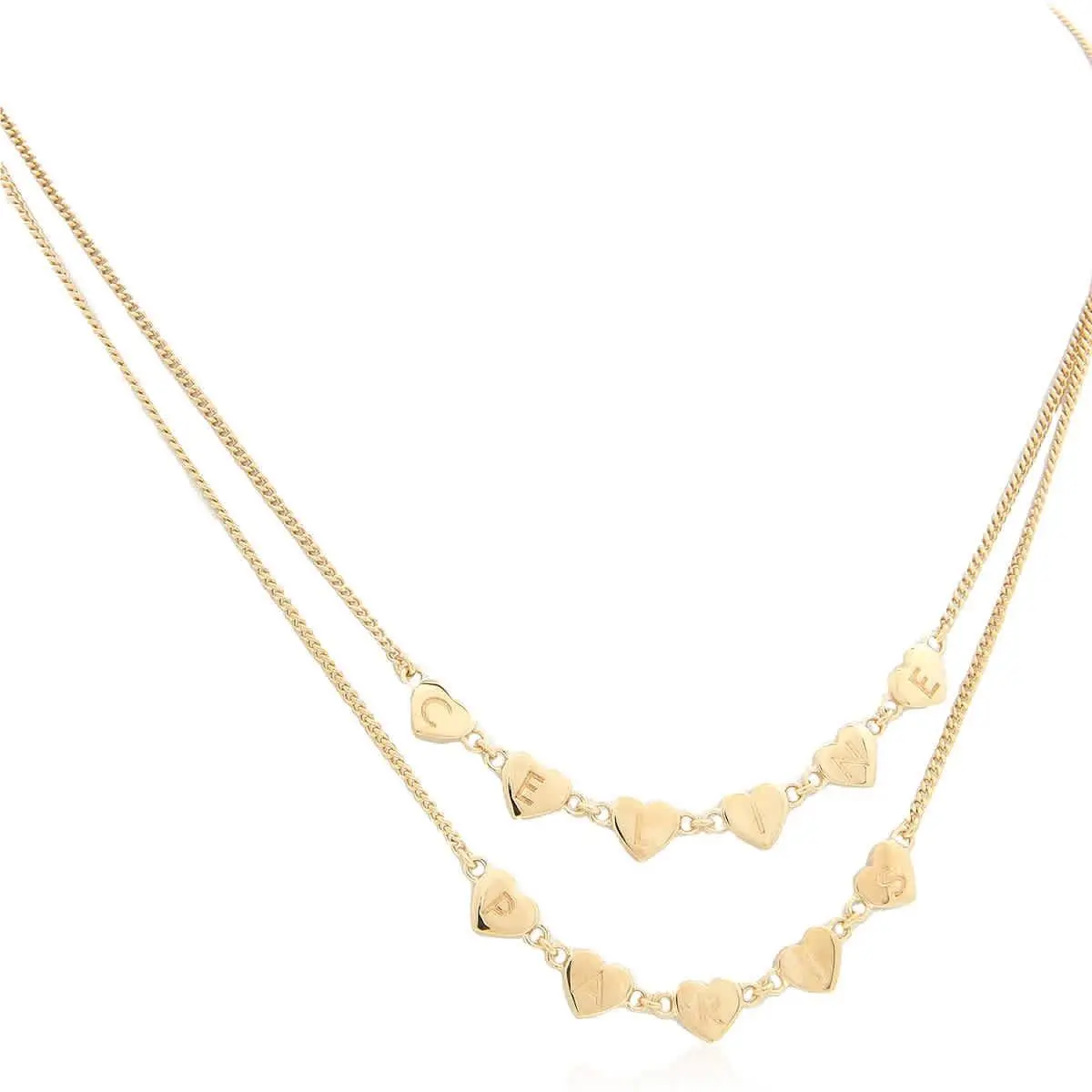 Celine Coeur Double Necklace in Gold