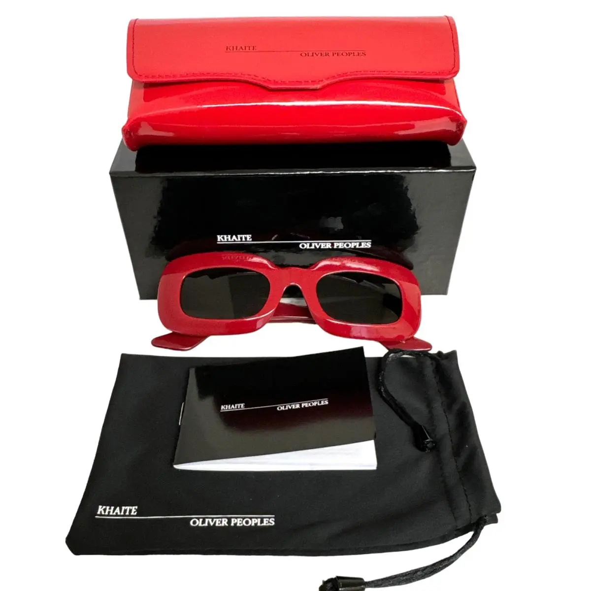 Khaite Sunglasses OV 5548SU Gloss Red Gold Accents with Case by Oliver Peoples