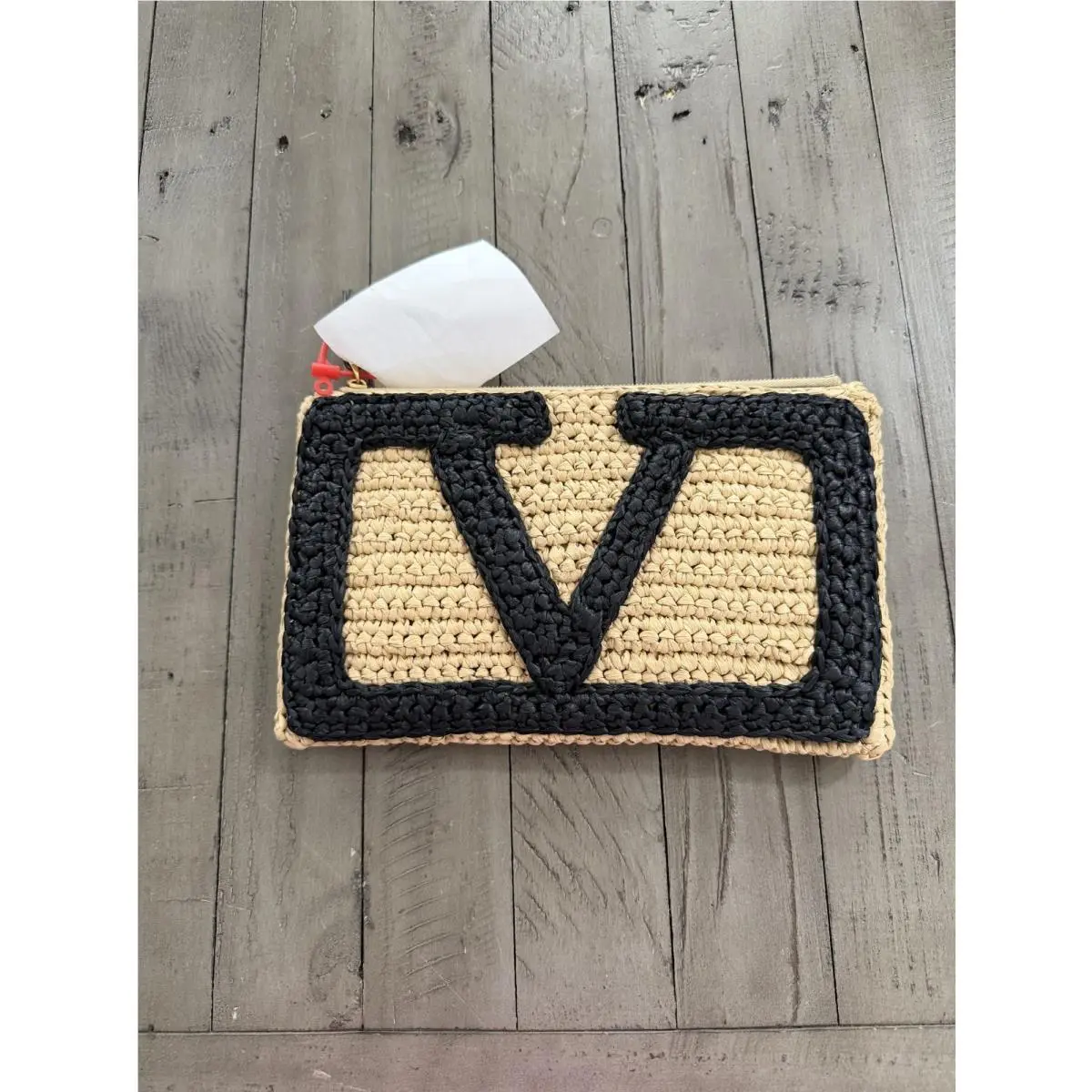 Garavani Viva Superstar Medium Raffia Pouch by Valentino